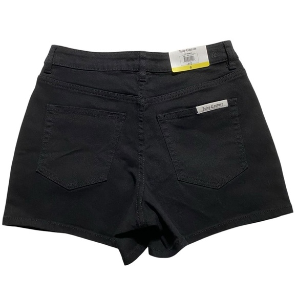 Juicy Couture Denim Shorts 6 Black Classic 5 Pocket Zip-Fly Stretch Casual NWT - Picture 1 of 8